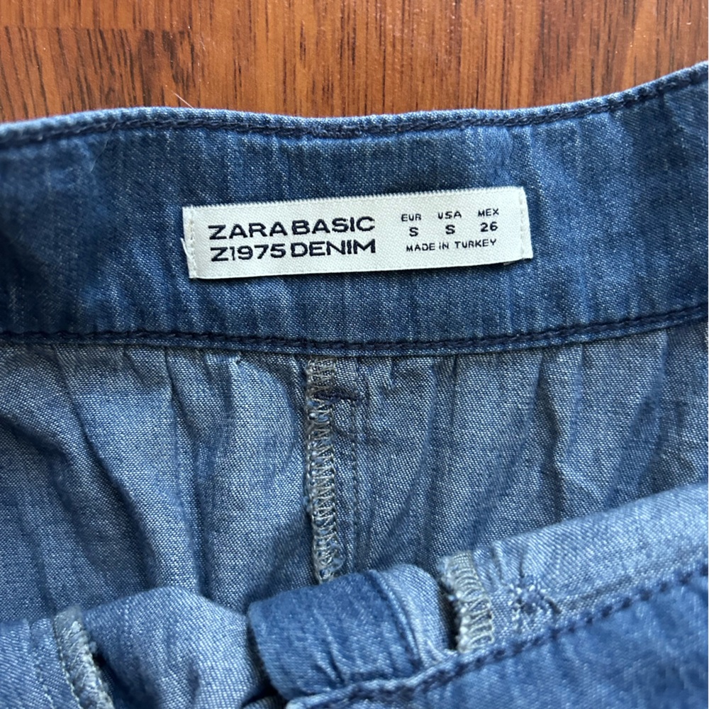 Zara Front Buttons Midi A-Line Fit & Flare Denim Skirt w/ Pocket S - Picture 5 of 12